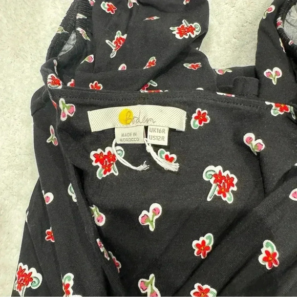 Boden | Black Floral Print Sweetheart Jersey Midi Dress Size 12R NWT - Picture 6 of 11